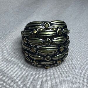 Paparazzi Black and Gold Ornate Ring